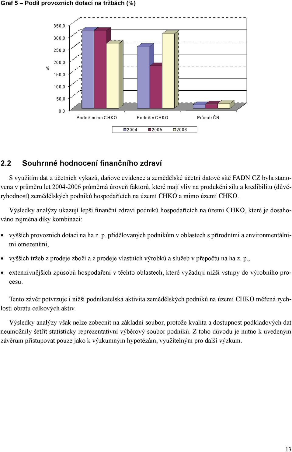 mají vliv na produkční sílu a kredibilitu (důvěryhodnost) zemědělských podniků hospodařících na území CHKO a mimo území CHKO.