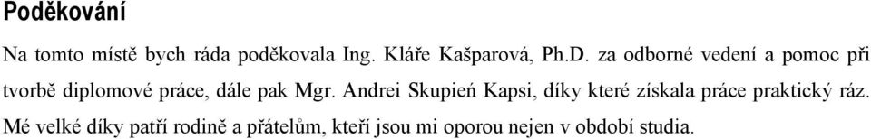 Andrei Skupień Kapsi, díky které získala práce praktický ráz.