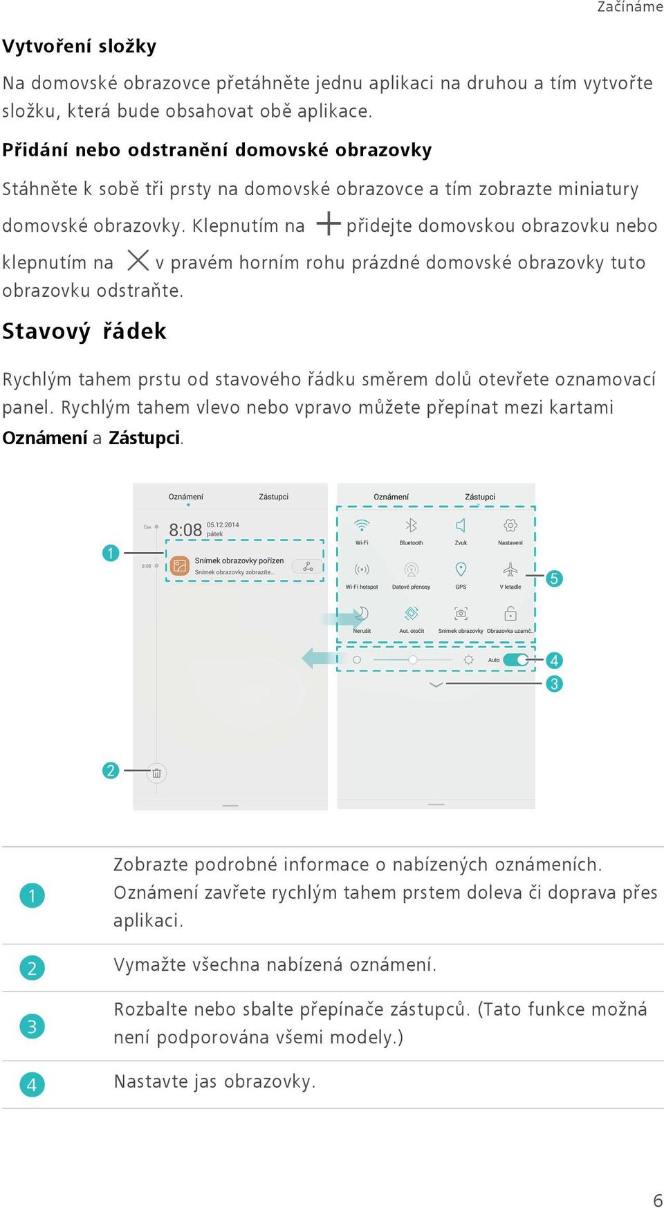 Klepnutím na přidejte domovskou obrazovku nebo klepnutím na v pravém horním rohu prázdné domovské obrazovky tuto obrazovku odstraňte.