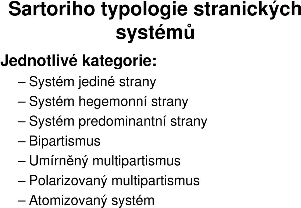 strany Systém predominantní strany Bipartismus