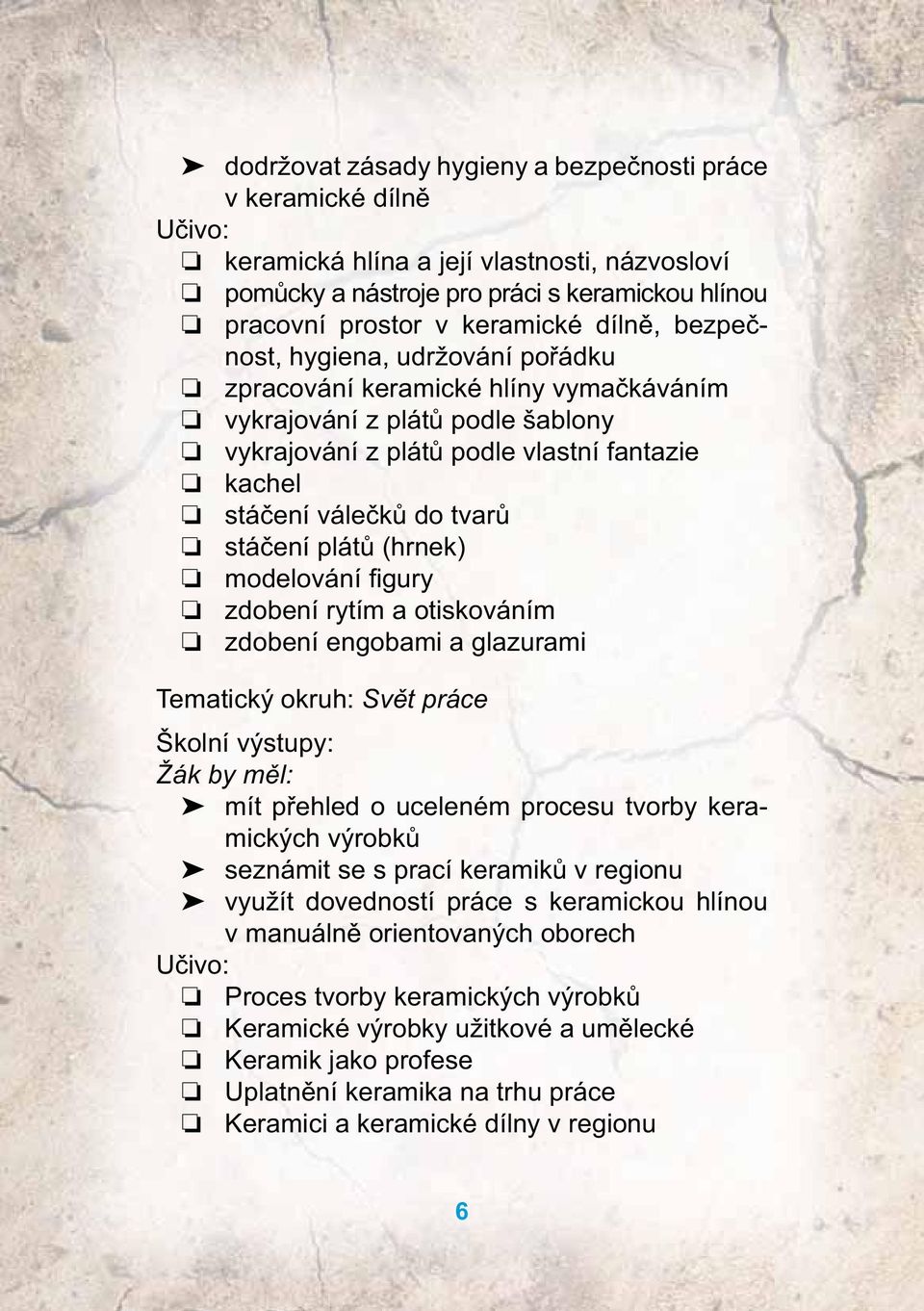 stáčení plátů (hrnek) modelování fi gury zdobení rytím a otiskováním zdobení engobami a glazurami Tematický okruh: Svět práce Školní výstupy: Žák by měl: mít přehled o uceleném procesu tvorby