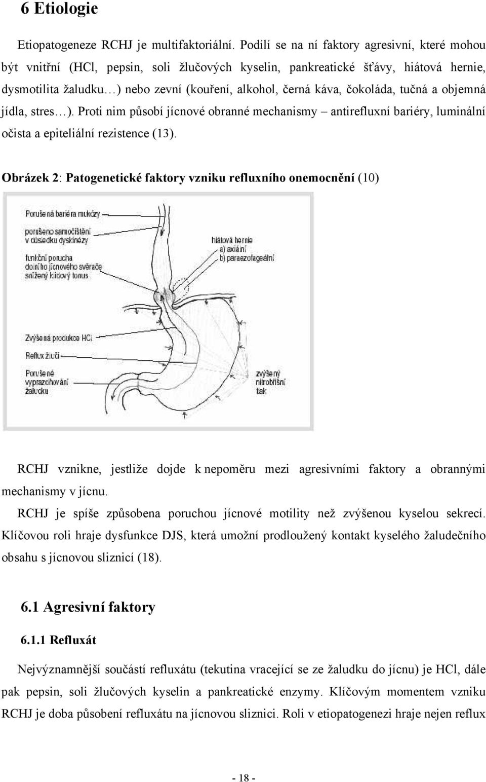 čokoláda, tučná a objemná jídla, stres ). Proti nim působí jícnové obranné mechanismy antirefluxní bariéry, luminální očista a epiteliální rezistence (13).