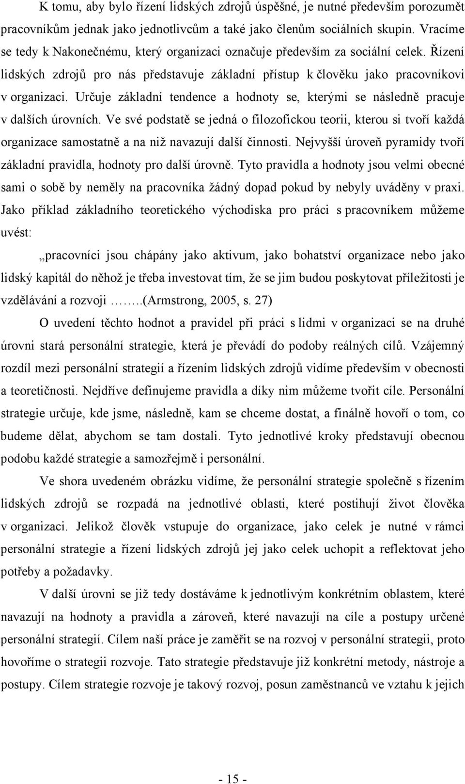 Určuje základní tendence a hodnoty se, kterými se následně pracuje v dalších úrovních.