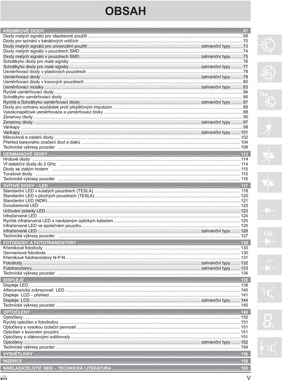 pouzdrech 78 Usmìròovací diody zahranièní typy 79 Usmìròovací diody v kovových pouzdrech 80 Usmìròovací mùstky zahranièní typy 83 Rychlé usmìròovací diody 84 Schottkyho usmìròovací diody 86 Rychlé a