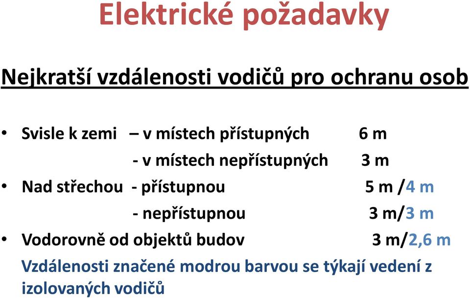 přístupnou 5 m /4 m - nepřístupnou 3 m/3 m Vodorovně od objektů budov 3