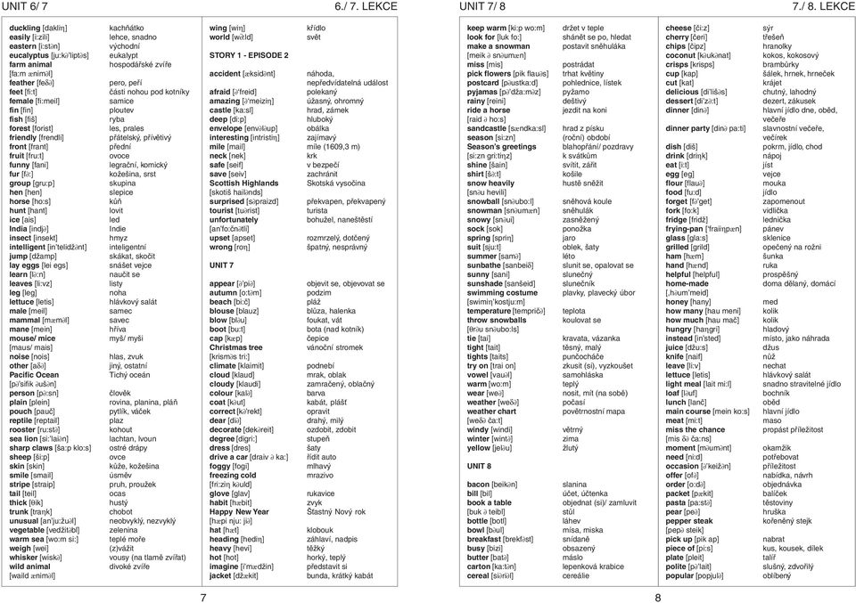 LEKCE duckling [dakliη] easily [i:zili] eastern [i:st n] eucalyptus [ju:k lipt s] farm animal [fa:m ænim l] feather [feδ ] feet [fi:t] female [fi:meil] fin [fin] fish [fiš] forest [forist] friendly