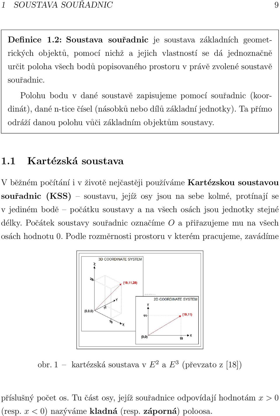 Polohu bodu v dané soustavě zapisujeme pomocí souřadnic (koordinát), dané n-tice čísel (násobků nebo dílů základní jednotky). Ta přímo odráží danou polohu vůči základním objektům soustavy. 1.