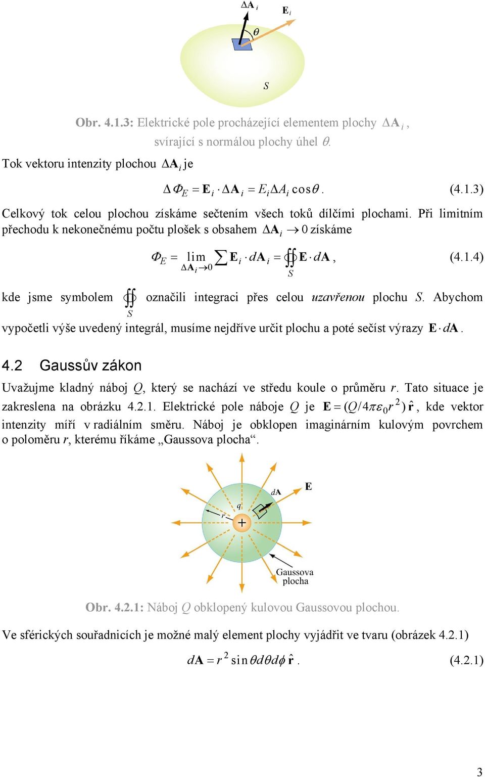 Abychom vypočetli výše uvedený integrál, musíme nejdříve určit plochu a poté sečíst výrazy 4. Gaussův zákon E da. Uvažujme kladný náboj Q, který se nachází ve středu koule o průměru r.