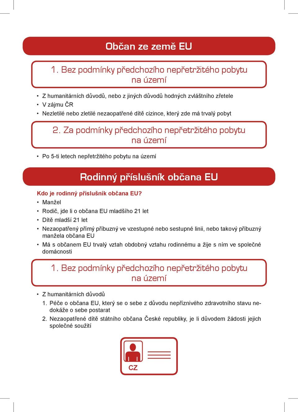 za podmínky předchozího nepřetržitého pobytu po 5-ti letech nepřetržitého pobytu Kdo je rodinný příslušník občana EU?