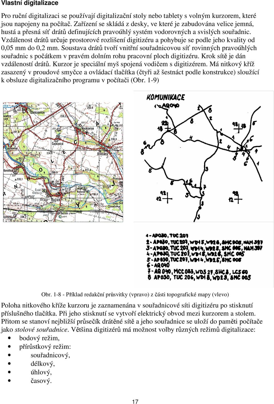 Vzdálenost drátů určuje prostorové rozlišení digitizéru a pohybuje se podle jeho kvality od 0,05 mm do 0,2 mm.