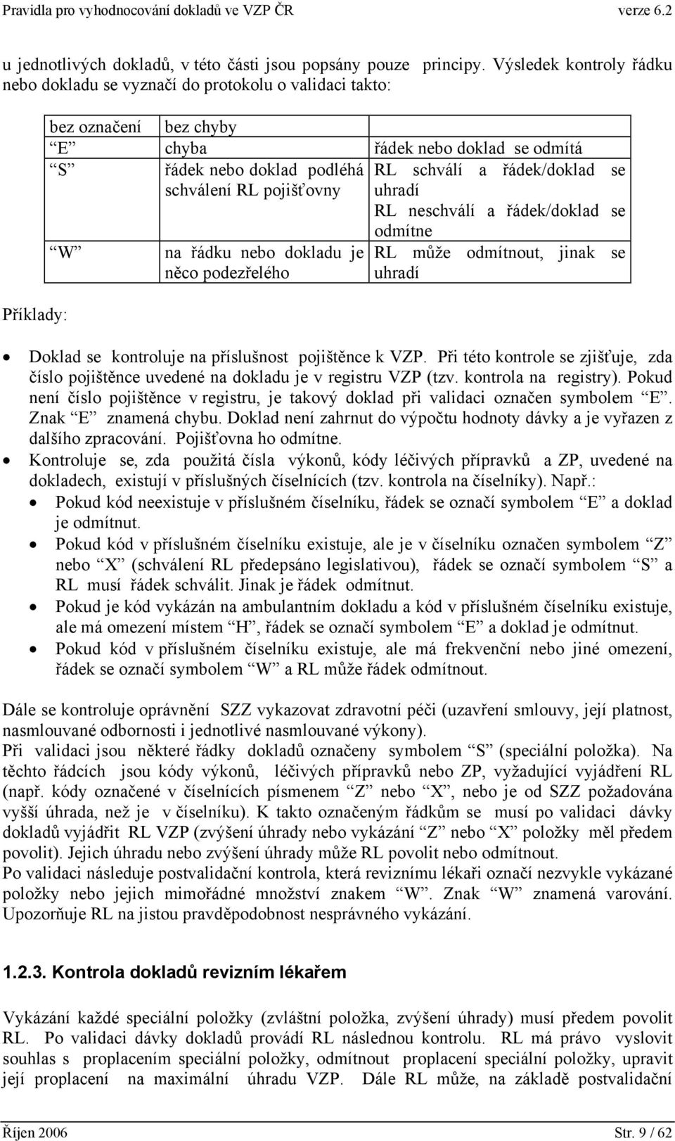 schválení RL pojišťovny uhradí RL neschválí a řádek/doklad se W Příklady: na řádku nebo dokladu je něco podezřelého odmítne RL může odmítnout, jinak se uhradí Doklad se kontroluje na příslušnost