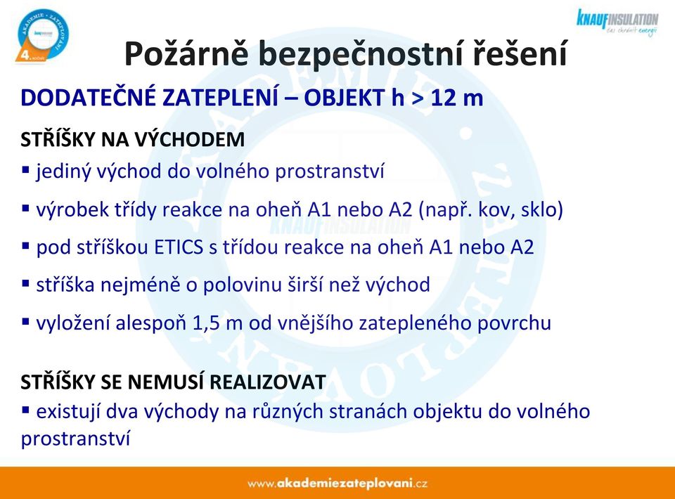 pod stříškou ETICS s třídou reakce na oheň A1 nebo A2! stříška nejméně o polovinu širší než východ!