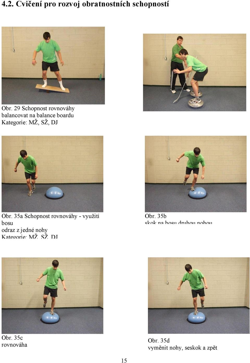 35a Schopnost rovnováhy - vyuţití bosu odraz z jedné nohy Obr.