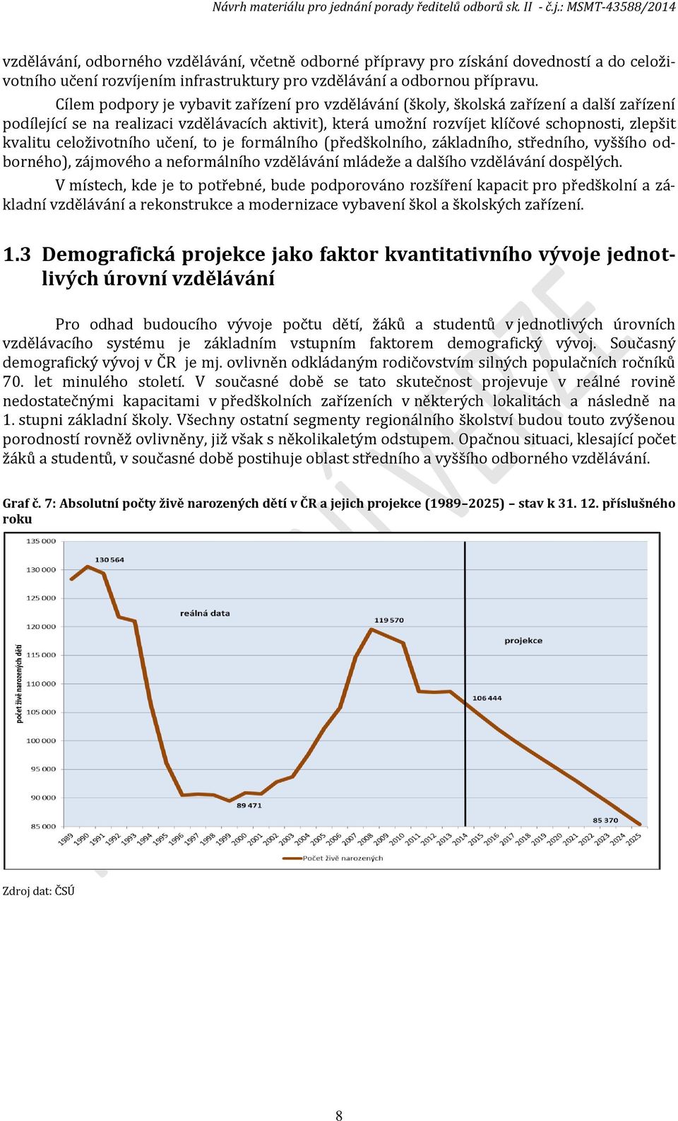 celoživotního učení, to je formálního (předškolního, základního, středního, vyššího odborného), zájmového a neformálního vzdělávání mládeže a dalšího vzdělávání dospělých.