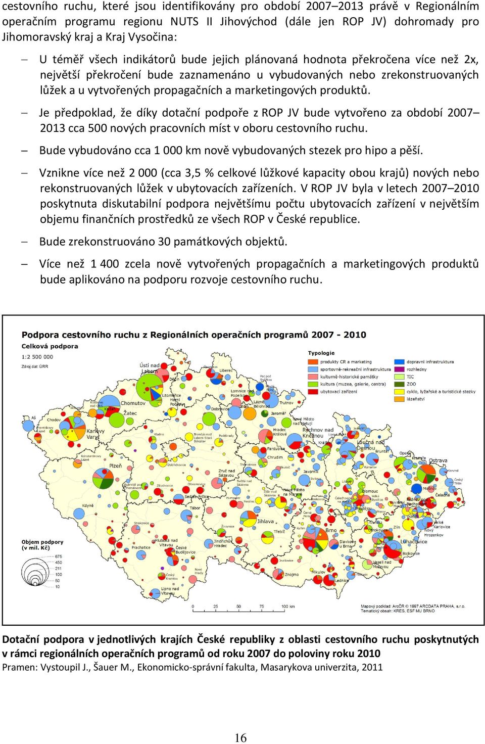 marketingových produktů. Je předpoklad, že díky dotační podpoře z ROP JV bude vytvořeno za období 2007 2013 cca 500 nových pracovních míst v oboru cestovního ruchu.