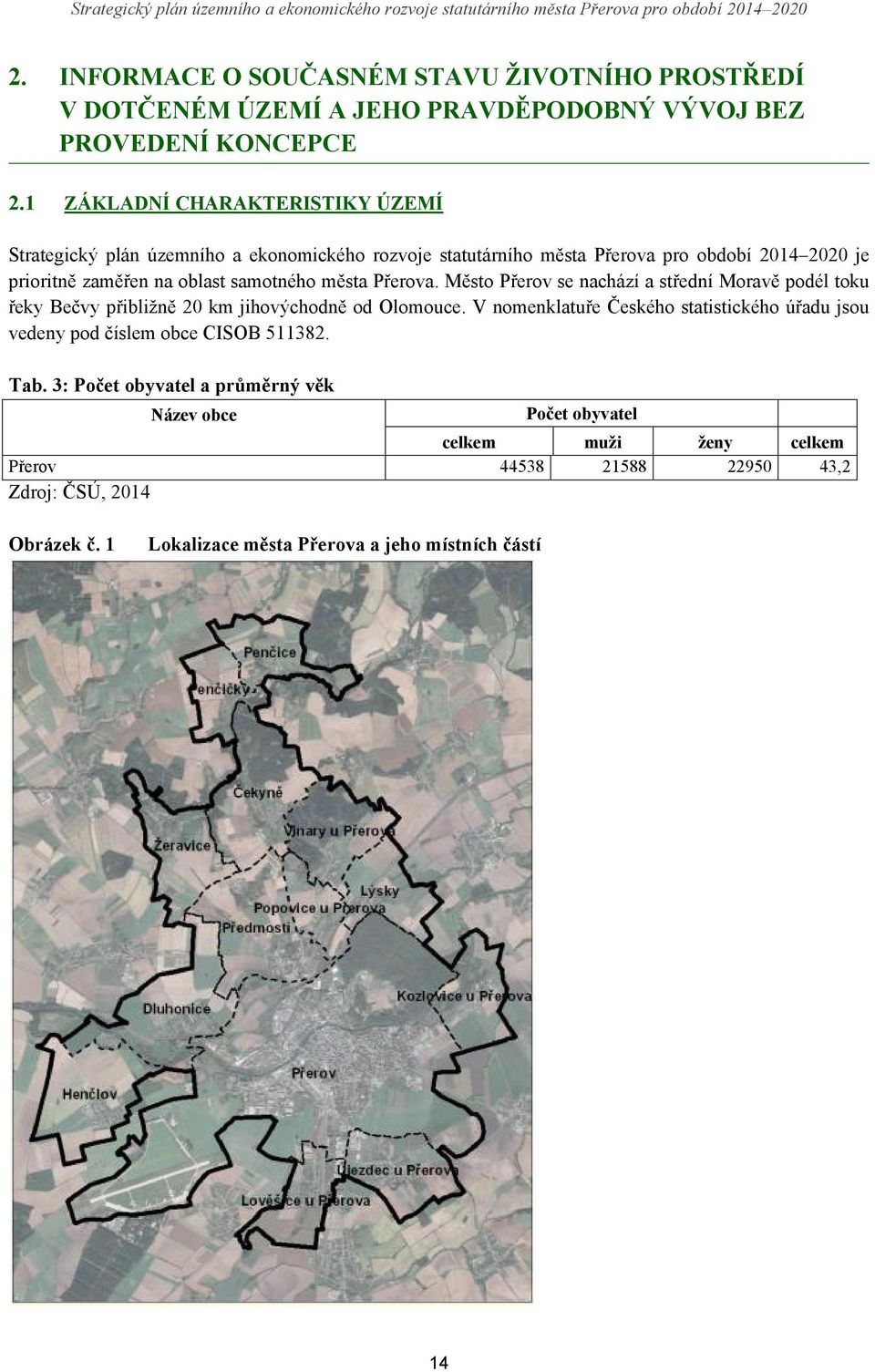 ZÁKLADNÍ CHARAKTERISTIKY ÚZEMÍ Strategický plán územního a ekonomického rozvoje statutárního města Přerova pro období 4 je prioritně zaměřen na oblast samotného města Přerova.