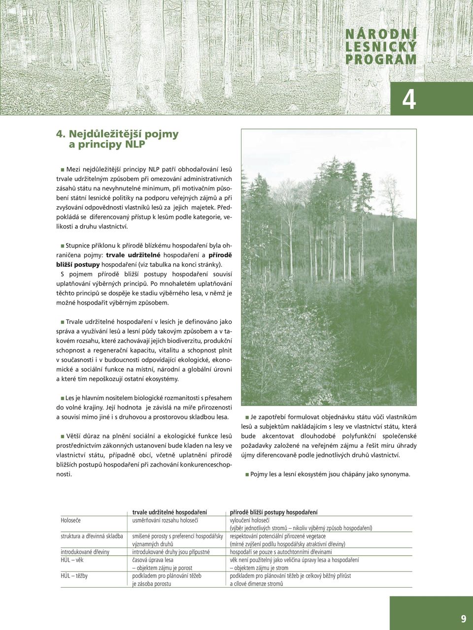 Předpokládá se diferencovaný přístup k lesům podle kategorie, velikosti a druhu vlastnictví.