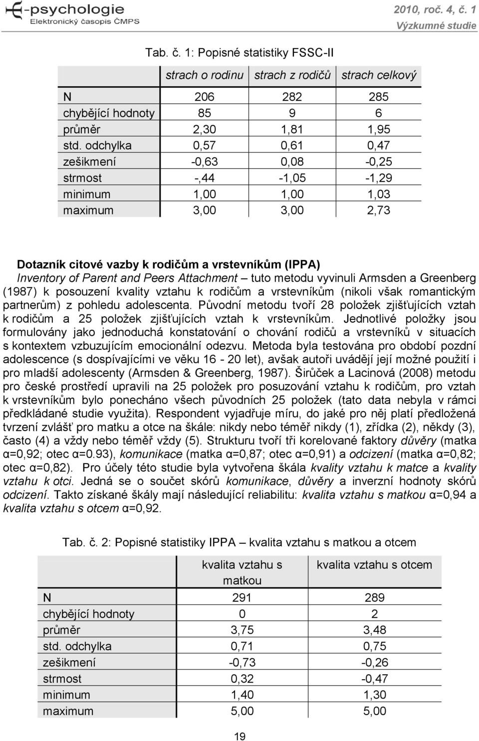 Peers Attachment tuto metodu vyvinuli Armsden a Greenberg (1987) k posouzení kvality vztahu k rodičům a vrstevníkům (nikoli však romantickým partnerům) z pohledu adolescenta.