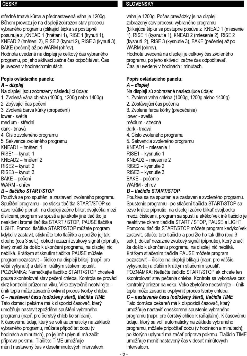 (kynutí 3), BAKE (pečení) až po WARM (ohřev). Hodnota uvedená na displeji je celkový čas vybraného programu, po jeho aktivaci začne čas odpočítávat. Čas je uveden v hodinách:minutách. váha je 1200g.