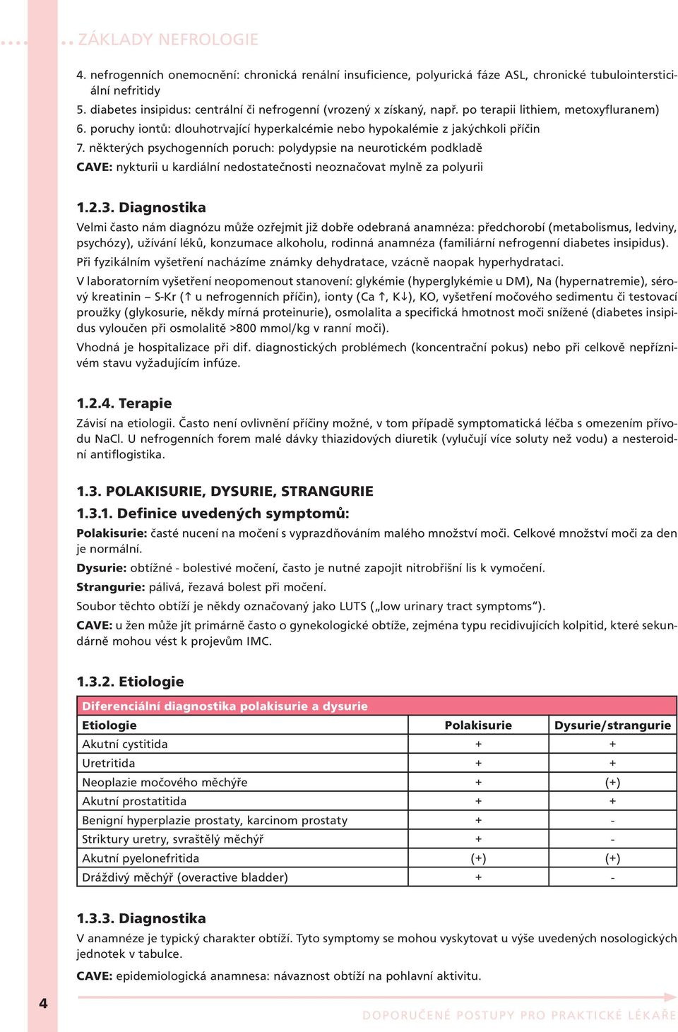 některých psychogenních poruch: polydypsie na neurotickém podkladě CAVE: nykturii u kardiální nedostatečnosti neoznačovat mylně za polyurii 1.2.3.