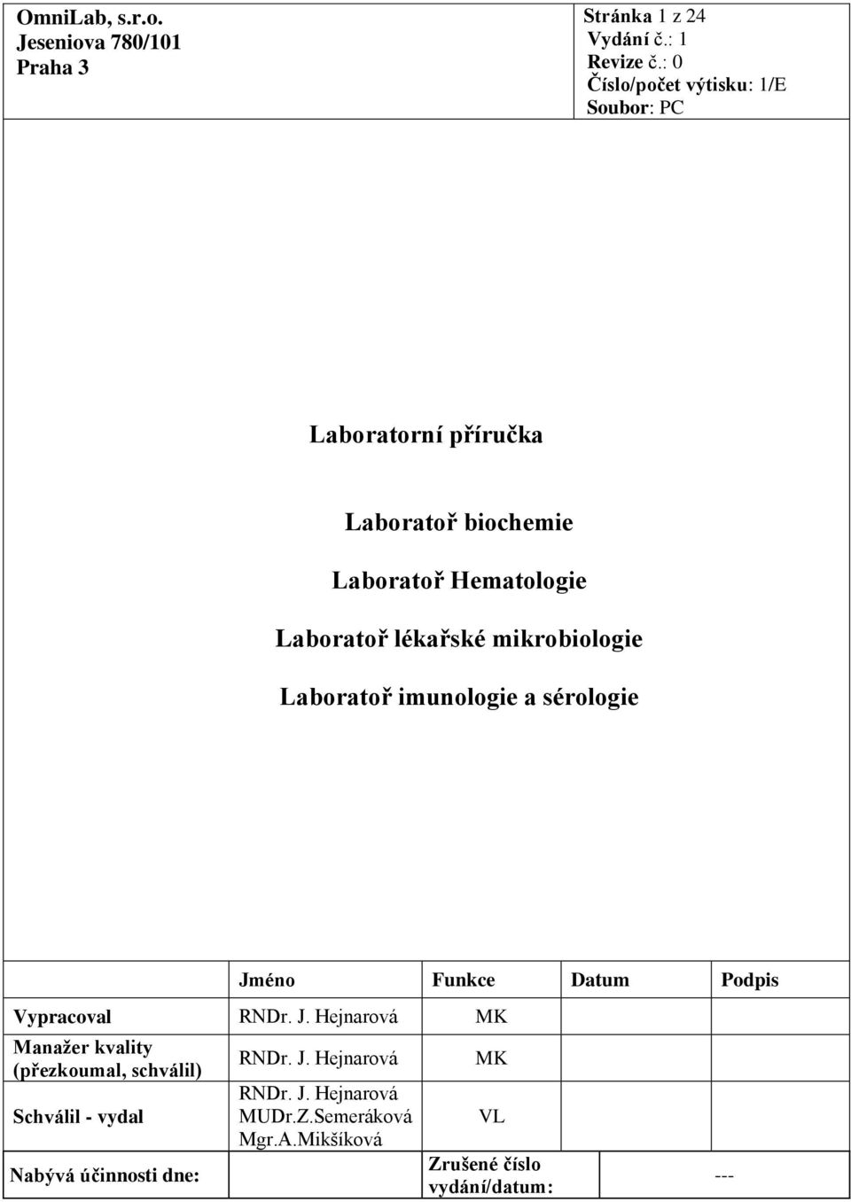 mikrobiologie Laboratoř imunologie a sérologie Jm