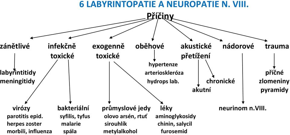 labyrintitidy arterioskleróza příčné meningitidy hydrops lab.