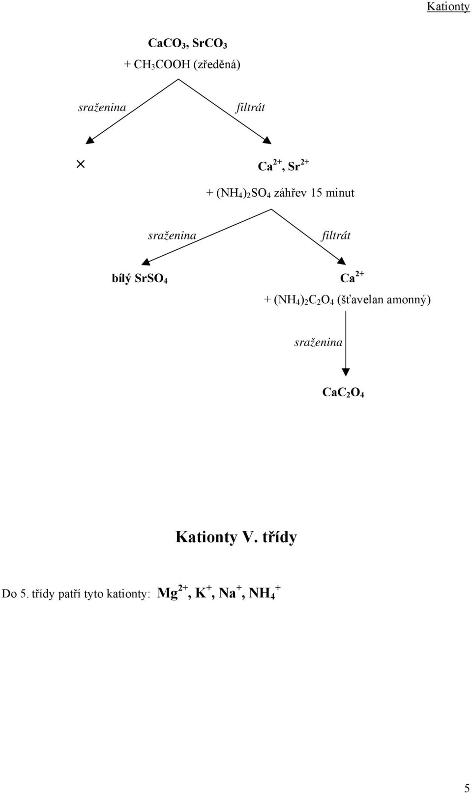 C 2 O 4 (šťavelan amonný) CaC 2 O 4 Kationty V.