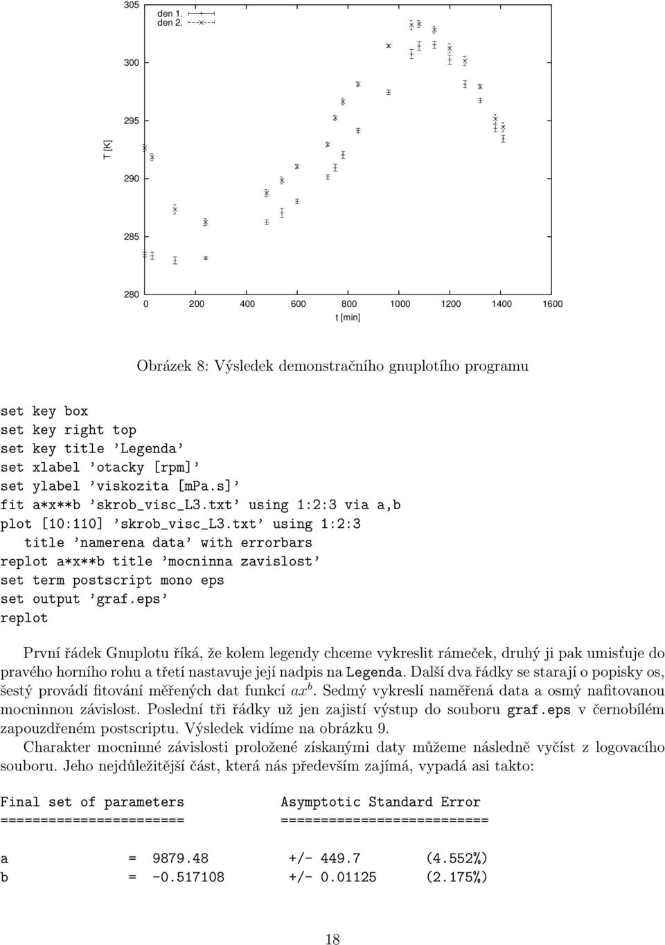 [rpm] set ylabel viskozita [mpa.s] fit a*x**b skrob_visc_l3.txt using 1:2:3 via a,b plot [10:110] skrob_visc_l3.