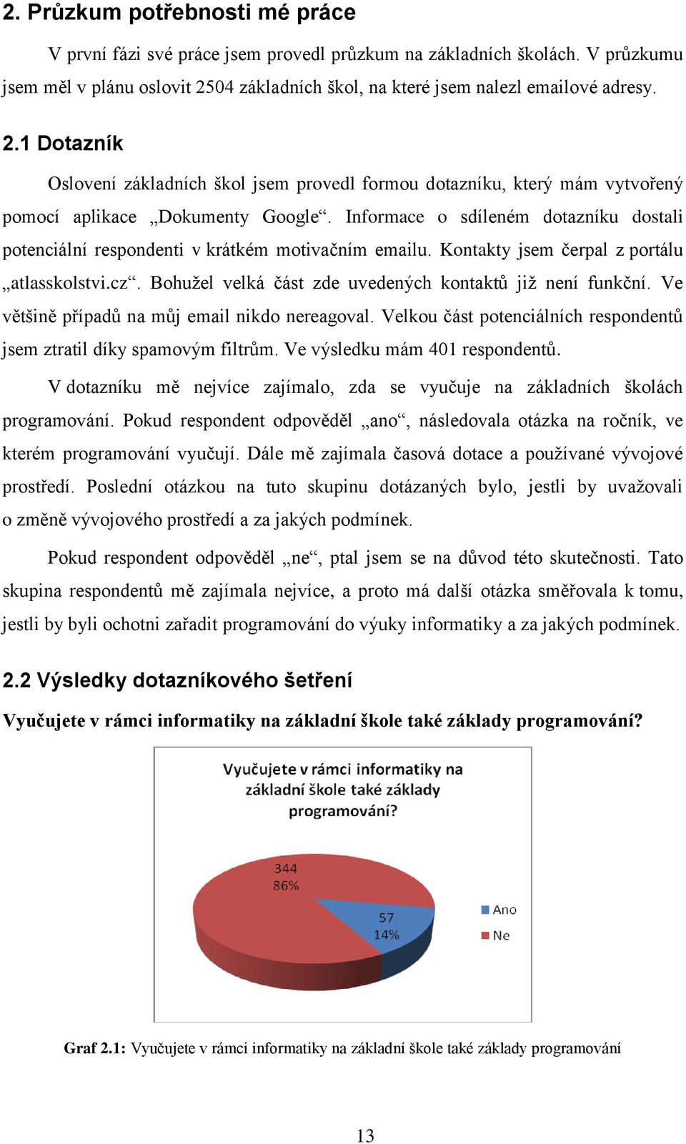 Informace o sdíleném dotazníku dostali potenciální respondenti v krátkém motivačním emailu. Kontakty jsem čerpal z portálu atlasskolstvi.cz. Bohužel velká část zde uvedených kontaktů již není funkční.