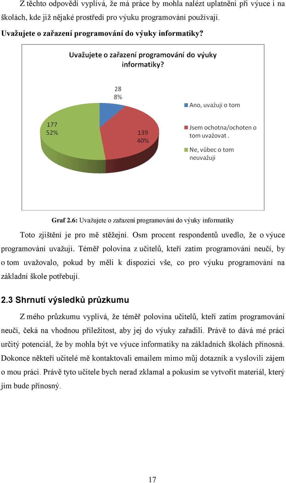 Osm procent respondentů uvedlo, že o výuce programování uvažují.