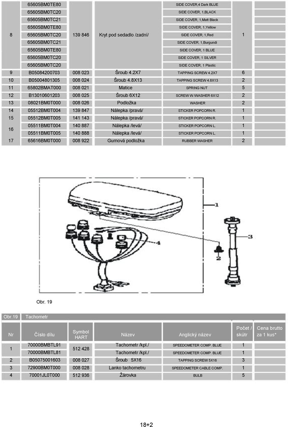 6566BM0T000 008 922 Kryt pod sedadlo /zadní/ Šroub 4.2X7 Šroub 4.