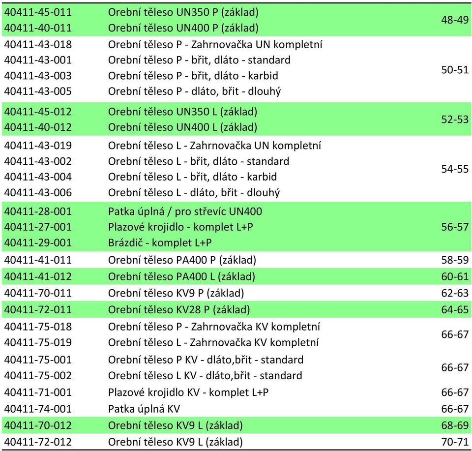 P - dláto, břit - dlouhý Orební těleso UN350 L (základ) Orební těleso UN400 L (základ) Orební těleso L - Zahrnovačka UN kompletní Orební těleso L - břit, dláto - standard Orební těleso L - břit,
