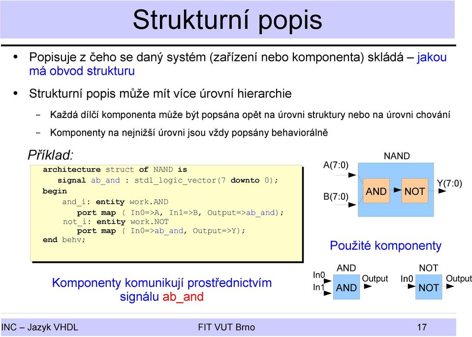 signal ab_and : stdl_logic_vector(7 downto 0); and_i: entity work.and port map ( In0=>A, In1=>B, Output=>ab_and); not_i: entity work.