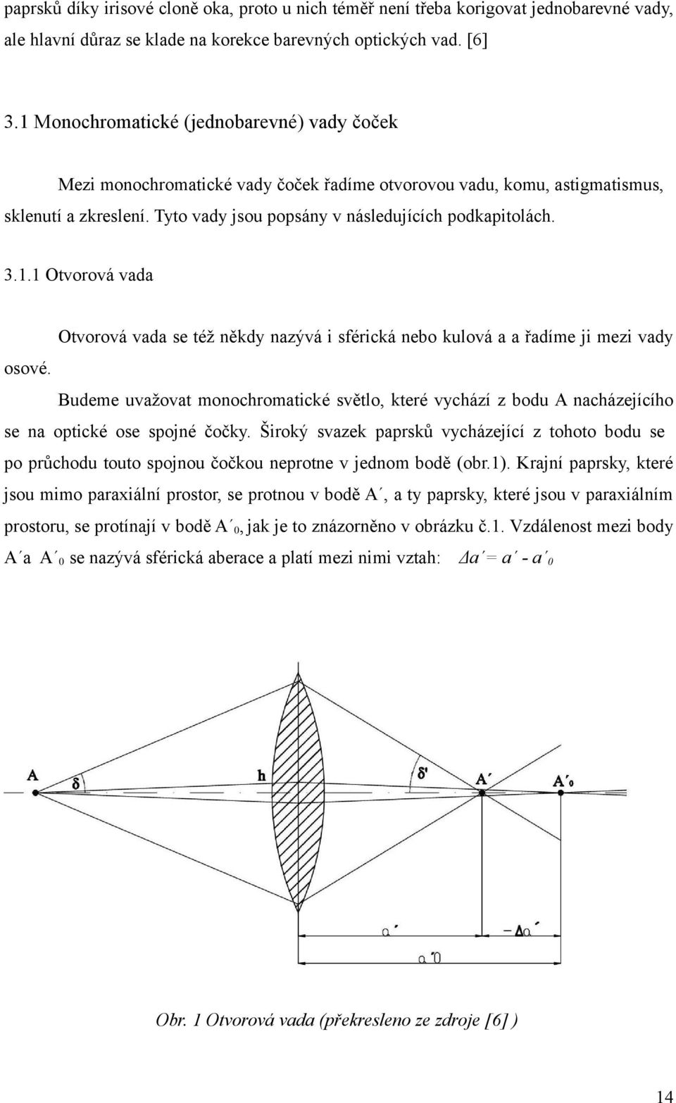 Budeme uvažovat monochromatické světlo, které vychází z bodu A nacházejícího se na optické ose spojné čočky.