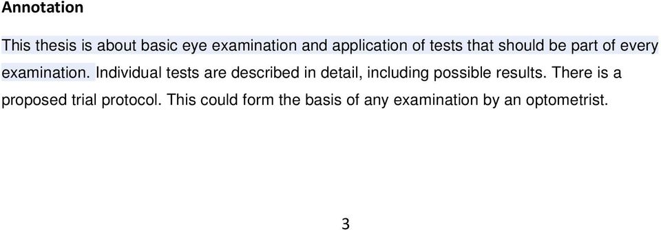 Individual tests are described in detail, including possible results.