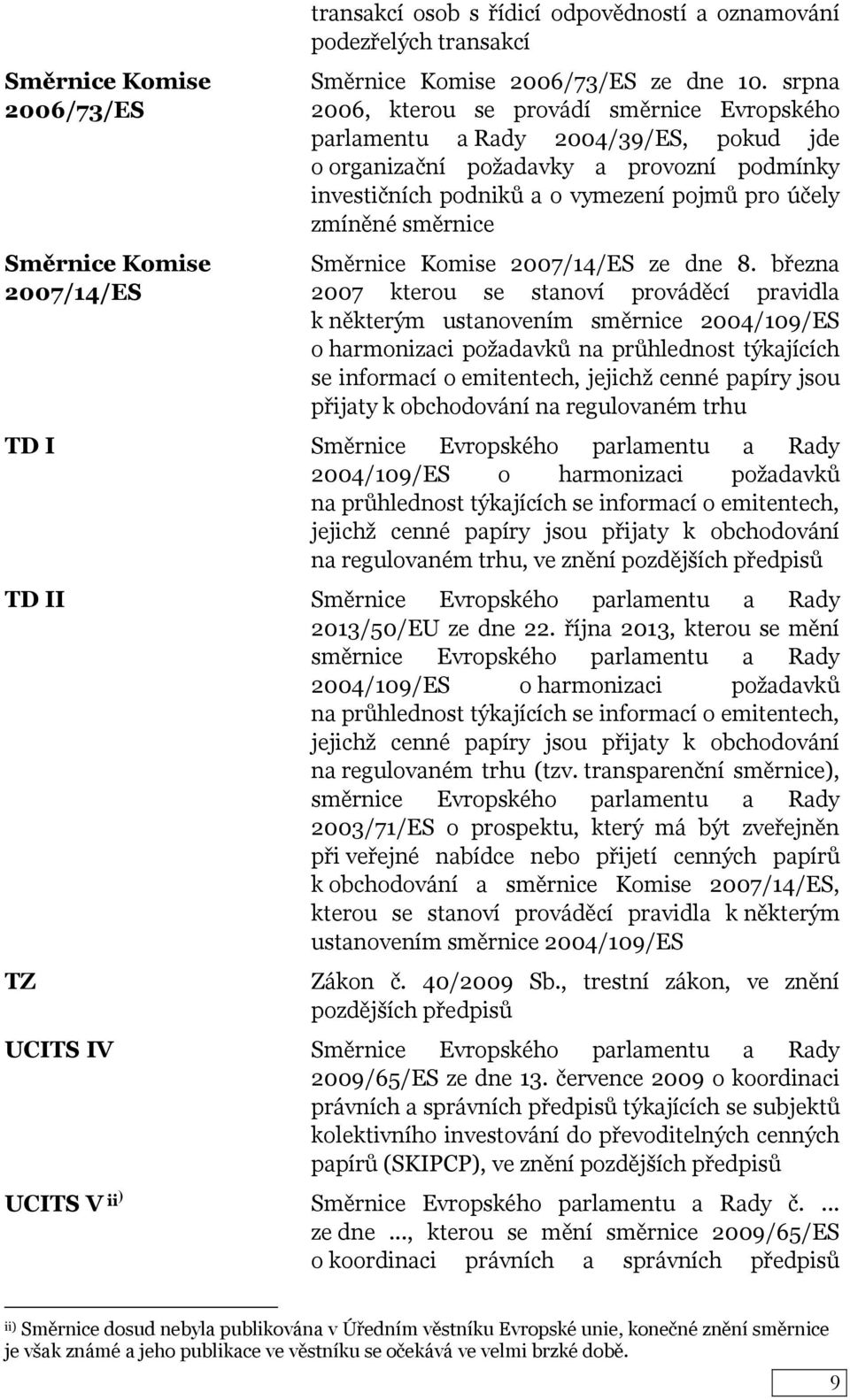 směrnice Směrnice Komise 2007/14/ES ze dne 8.