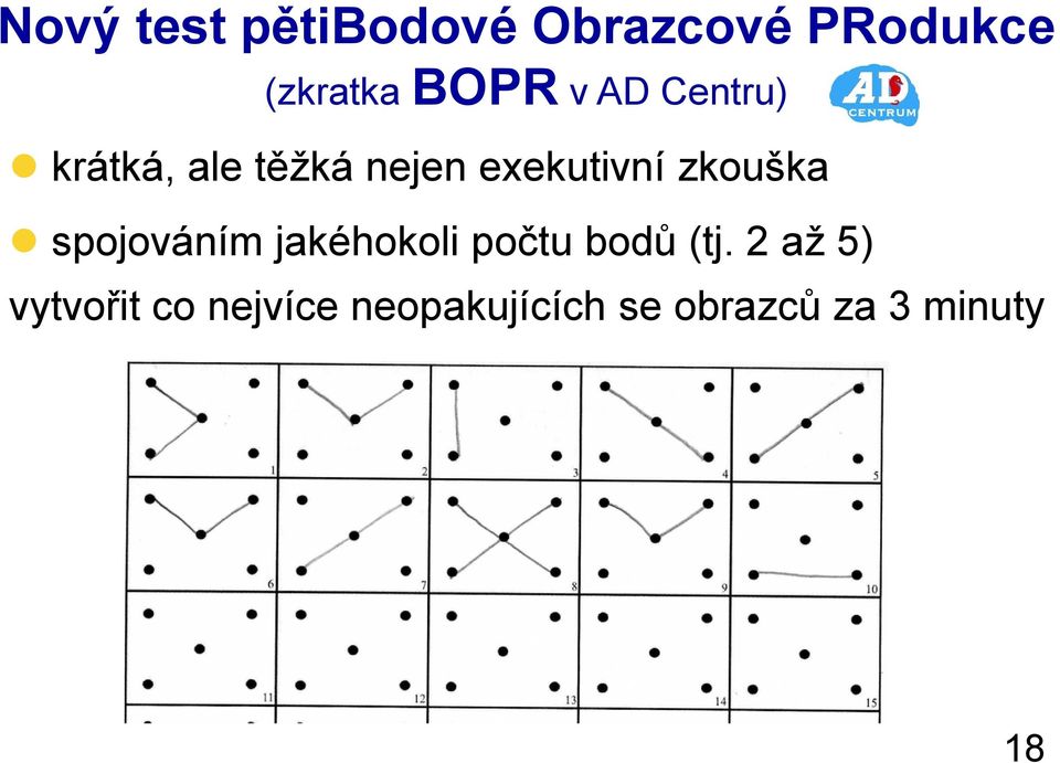 zkouška spojováním jakéhokoli počtu bodů (tj.