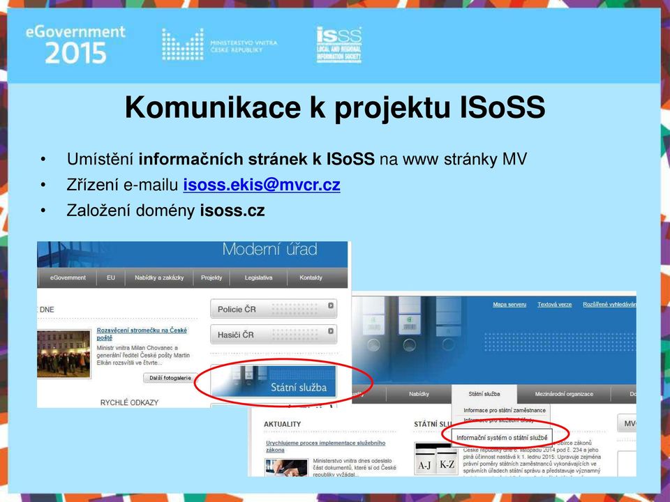 ISoSS na www stránky MV Zřízení