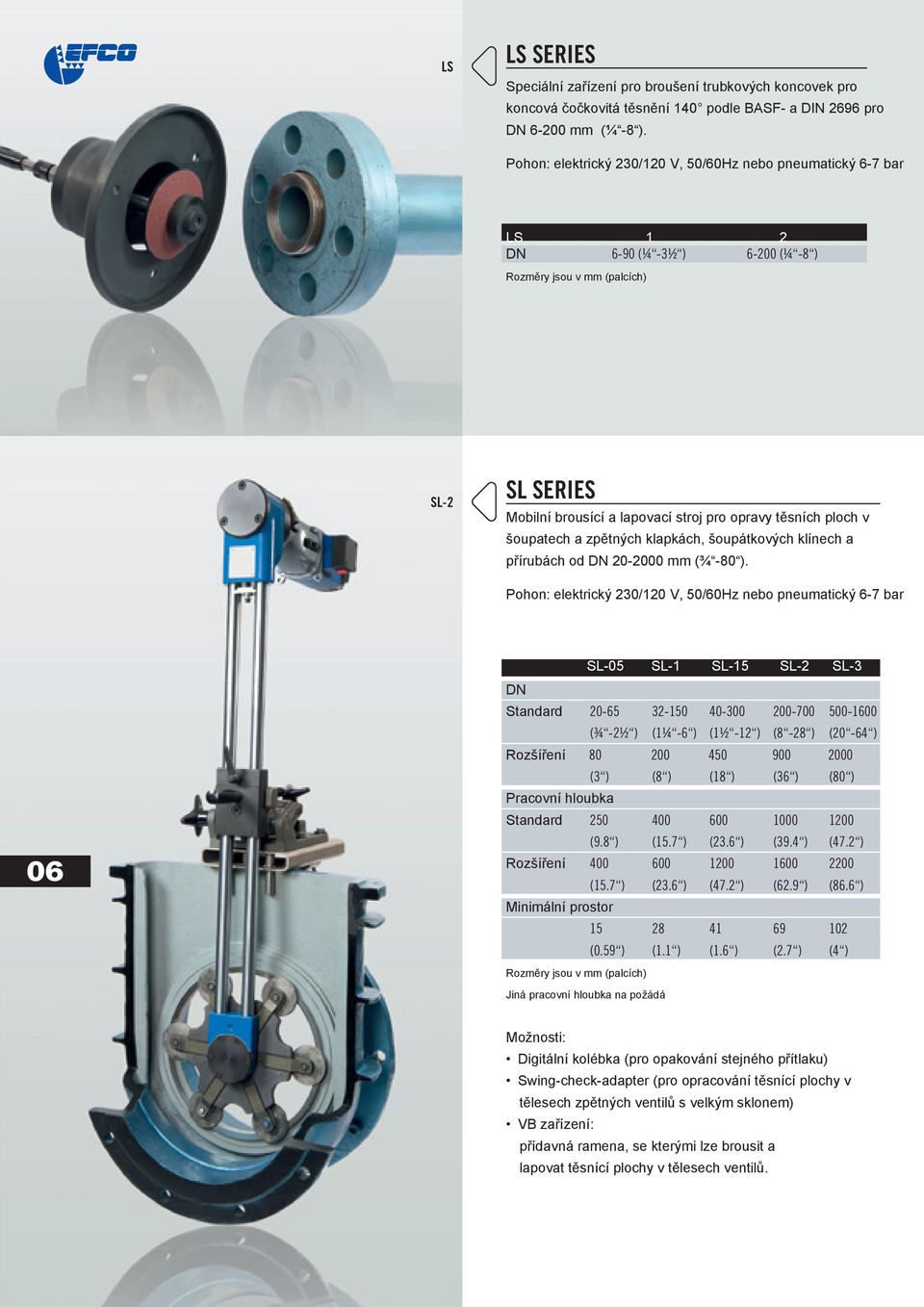 klapkách, šoupátkových klínech a přírubách od DN 20-2000 mm (¾ -80 ).