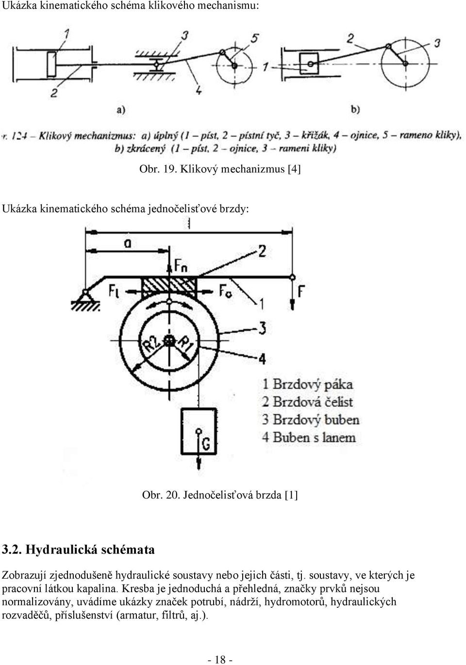 . Jednočelisťová brzda [1] 3.2. Hydraulická schémata Zobrazují zjednodušeně hydraulické soustavy nebo jejich části, tj.