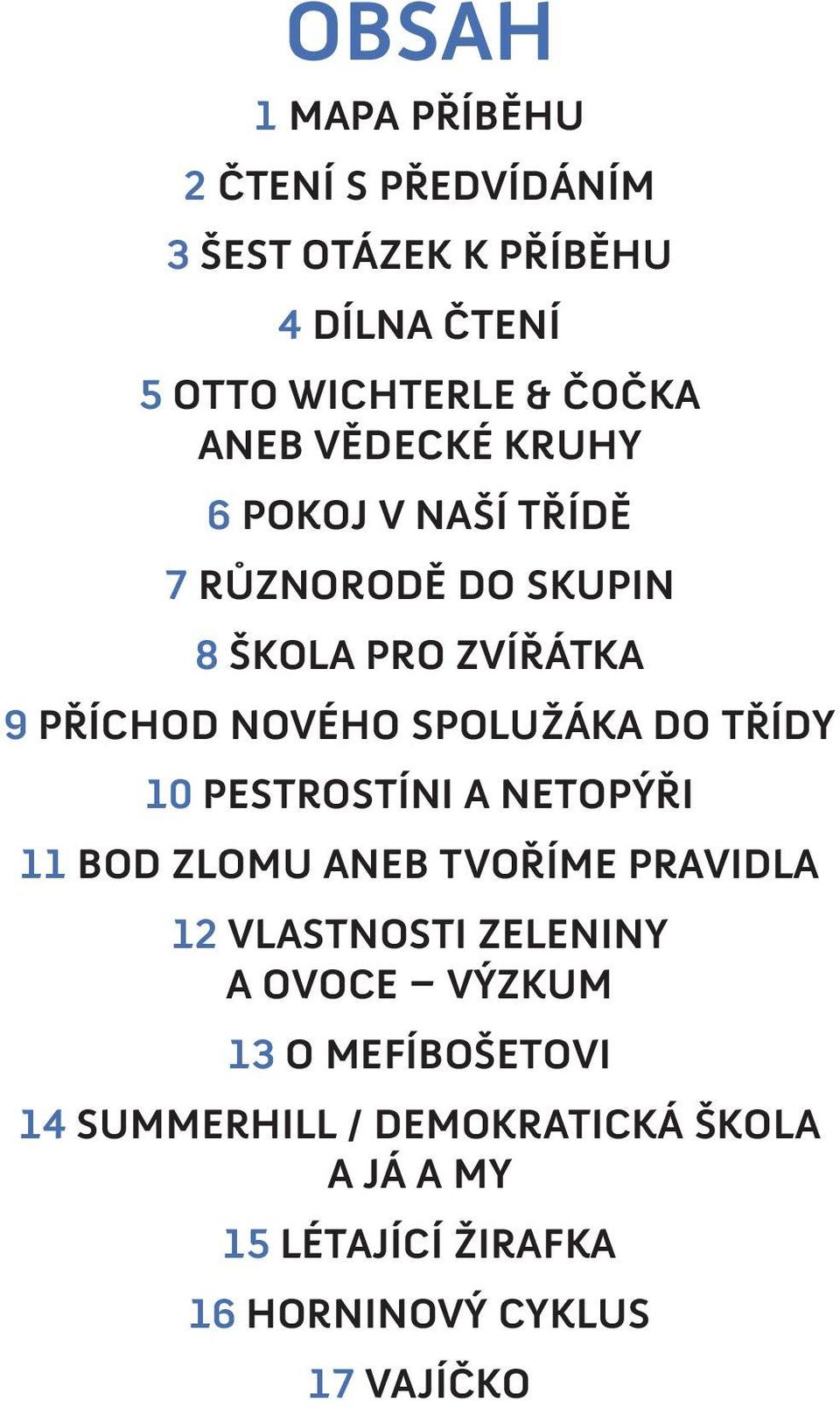 DO TŘÍDY 10 PESTROSTÍNI A NETOPÝŘI 11 BOD ZLOMU ANEB TVOŘÍME PRAVIDLA 12 VLASTNOSTI ZELENINY A OVOCE VÝZKUM