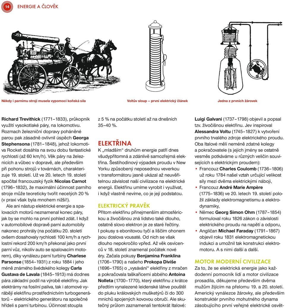 Věk páry na železnicích a vůbec v dopravě, ale především při pohonu strojů v továrnách, charakterizuje 19. století. Už ve 20. letech 19.