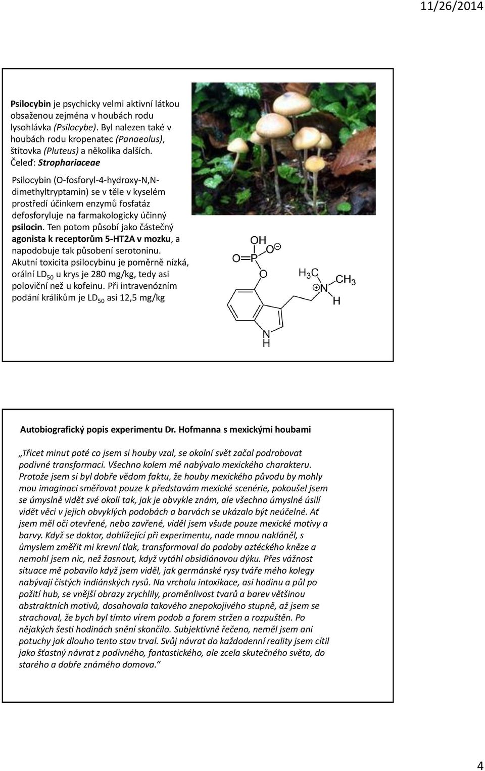 Ten potom působí jako částečný agonista k receptorům 5-HT2A v mozku, a napodobuje tak působení serotoninu.