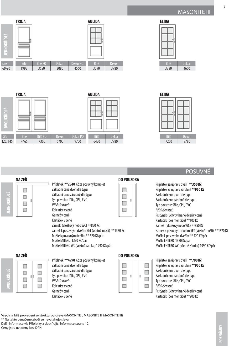 nebo WC) **850 Kč zámek k posuvným dveřím SET (včetně mušlí) **1370 Kč Mušle k posuvným dveřím ** 520 Kč/pár Mušle ENTERO 1380 Kč/pár Mušle ENTERO WC (včetně zámku) 1990 Kč/pár Příplatek za úpravu