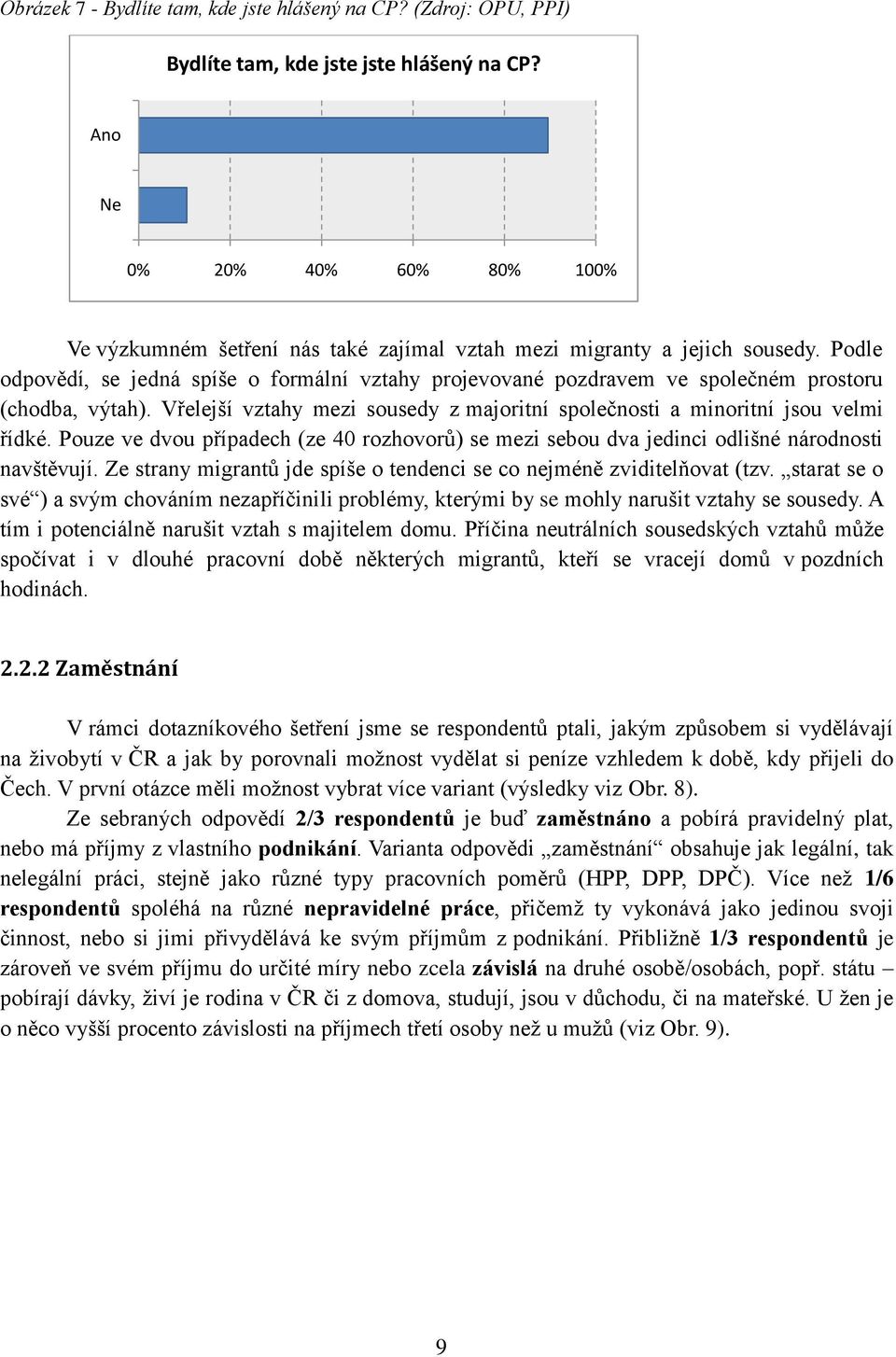 Podle odpovědí, se jedná spíše o formální vztahy projevované pozdravem ve společném prostoru (chodba, výtah). Vřelejší vztahy mezi sousedy z majoritní společnosti a minoritní jsou velmi řídké.