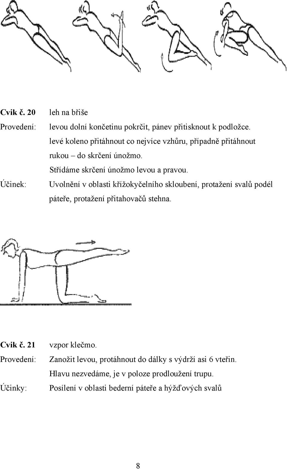 Uvolnění v oblasti křížokyčelního skloubení, protažení svalů podél páteře, protažení přitahovačů stehna. Cvik č.