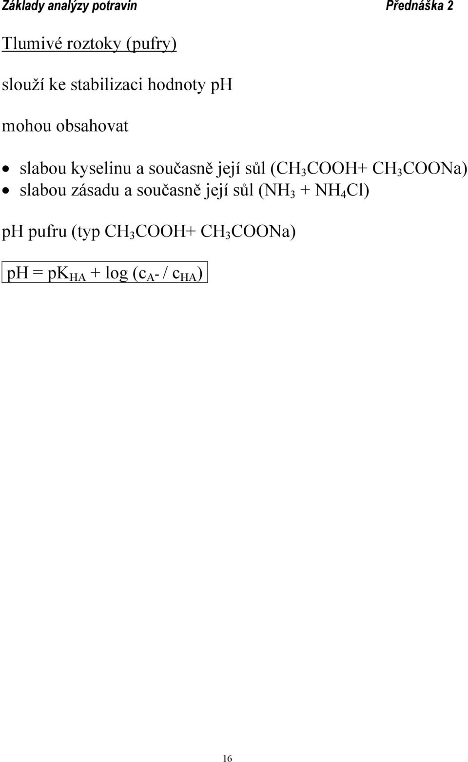 COONa) slabou zásadu a současně její sůl (NH 3 + NH 4 Cl) ph