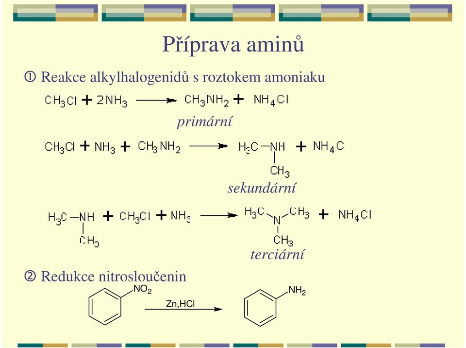 amoniaku primární sekundární