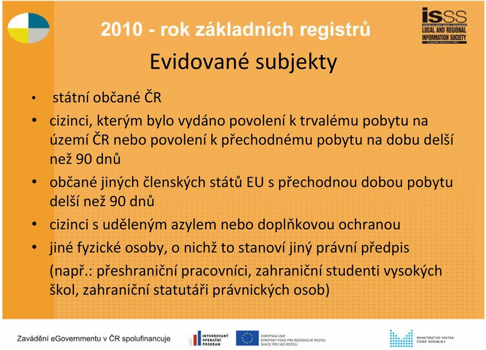 delší než 90 dnů cizinci s uděleným azylem nebo doplňkovou ochranou jiné fyzické osoby, o nichž to stanoví jiný