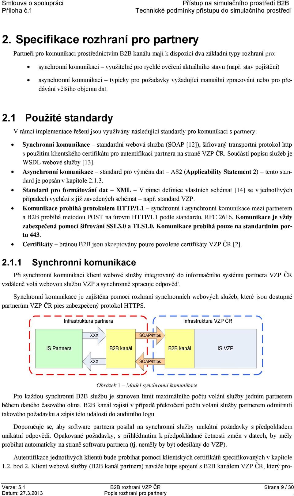 1 Použité standardy V rámci implementace řešení jsou využívány následující standardy pro komunikaci s partnery: Synchronní komunikace standardní webová služba (SOAP [12]), šifrovaný transportní